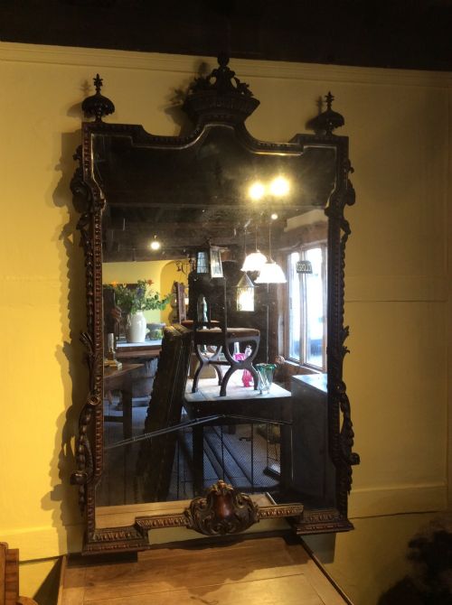Victorian Walnut Carved Mirror, C.1850