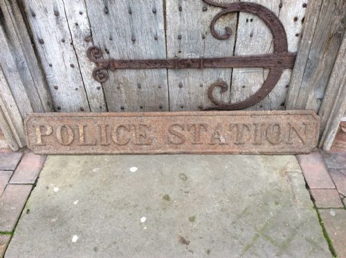 A 19thc “ Police Station” Sign in Cast Pig Iron