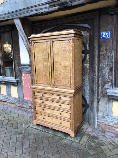 An Exceptional Quality Hungarian Ash 19thc Cupboard on Chest
