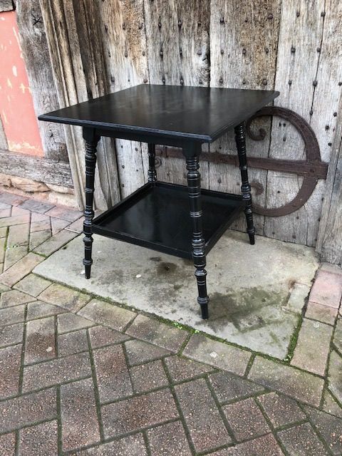 A 19thc Ebonised Lamp Table in the Style of E W Godwin