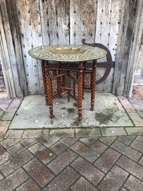 Early 20thc Brass Top Indian Table