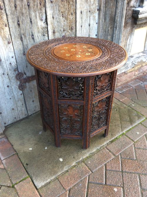 A  Brass Inlay Moorish Folding Table
