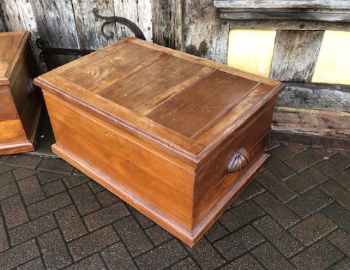 A Very Solid and Well Made Mahogany Trunk  with Carved Side Handles C.1900