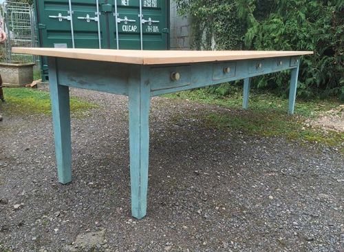 A 19thc Scrub Top and Painted Base Pine Table