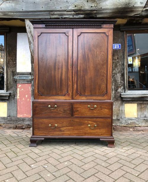 A Chippendale Period Mahogany Linen Press