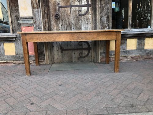 A 19thc Oak Base & Fruitwood Top Kitchen Dining Table
