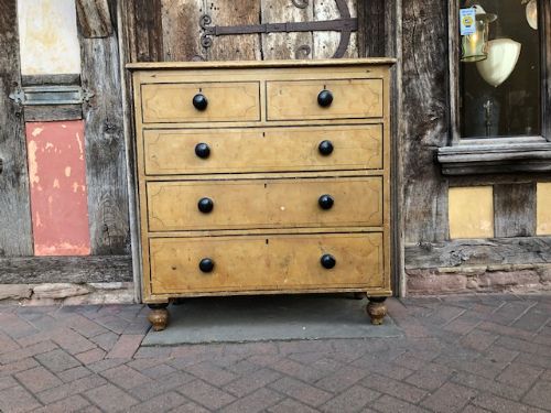 A 19th Century Country House Simulated Birdseye Maple and Decorated Chest of Drawers