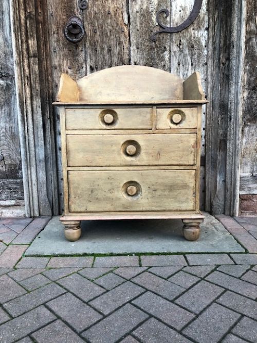 A 19th Century Dry Scraped Painted Pine Chest of Drawers