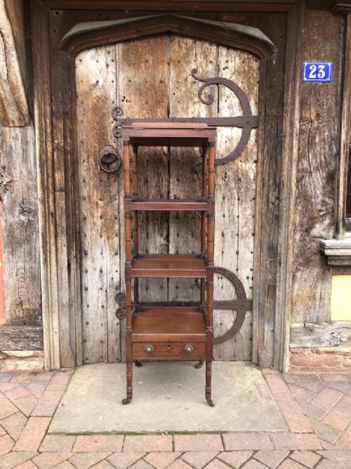 Early 19thc Mahogany Four Tier Whatnot with Adjustable Reading Stand