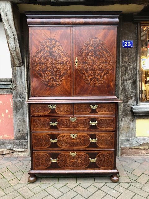 A Late 17thc William & Mary Marquetry Cabinet on Chest