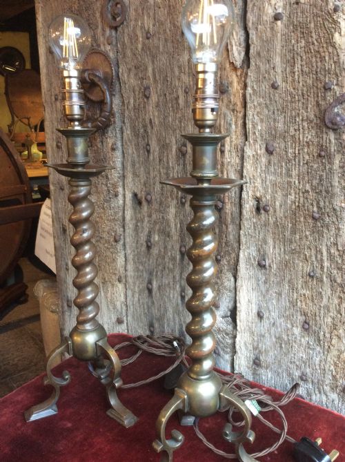 A 19thc Pair of Bronze Table Lamps