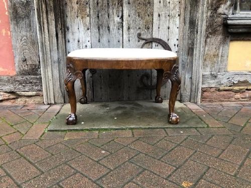 An Oversized  Chippendale Style Walnut Stool