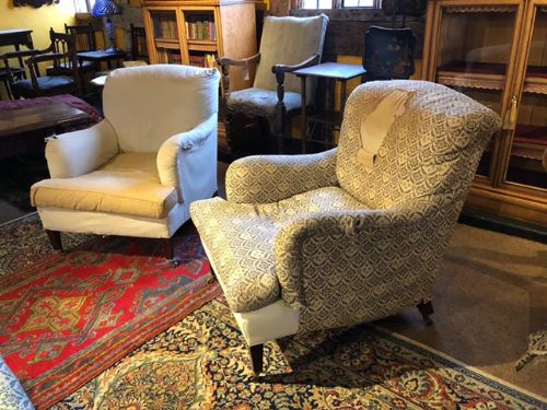 Pair of Edwardian Bridgewater Armchairs by Howard & Sons