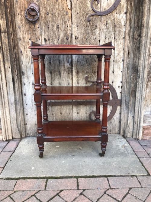 A Wonderful Quality 19th Century Mahogany Three Tier Etagere of Small Proportions