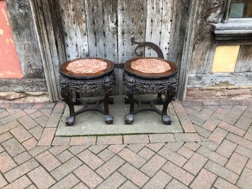 A Pair of Chinese Carved Hardwood Tables