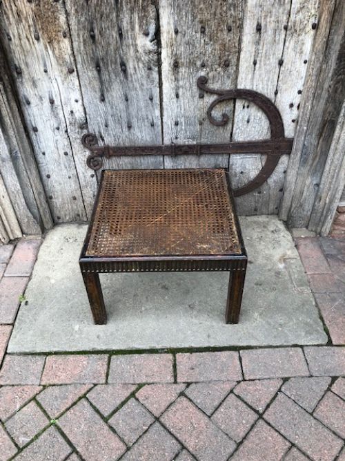 18th Century George III Mahogany and Caned Stool