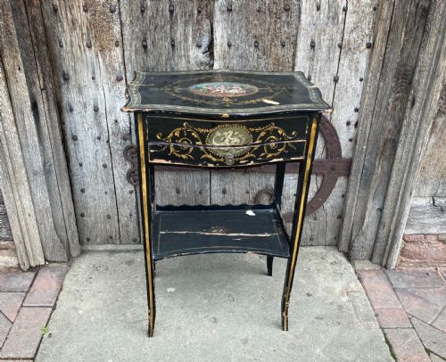Early 19th Century Decorated Side Table with Drawer