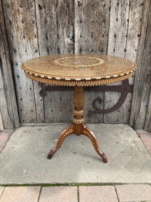 19th Century Hoshiapur Bone and Ebony Inlaid Table
