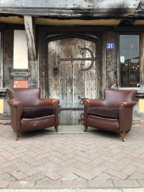A Pair of Edwardian Mahogany Tub Armchairs