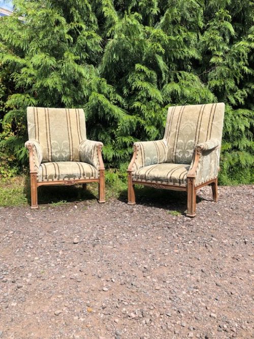 A Pair of 19th Century French Walnut Gothic Revival Armchairs