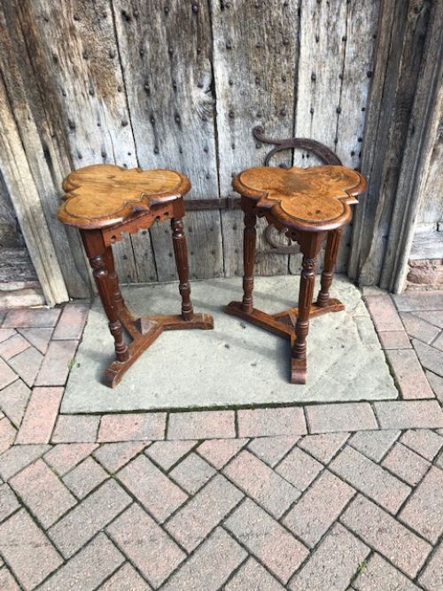 A Pair of Early 20th Century Elizabethan-style Clover Top End Tables