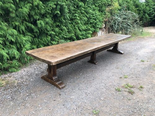 Very Large 18th Century Oak Trestle-ended Refectory Table