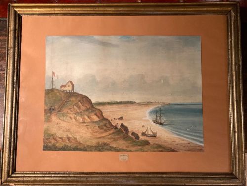 19th Century Folk Art Watercolour of Dunwich, Suffolk