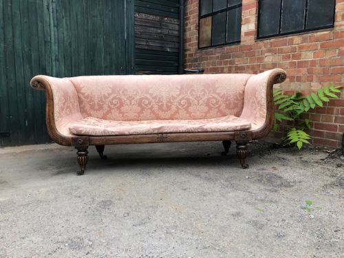 Early 19th Century Simulated Rosewood Scroll-end Country House Sofa