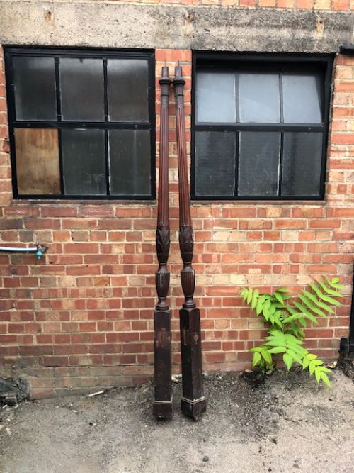 A Pair of 18th Century Mahogany Bed Posts