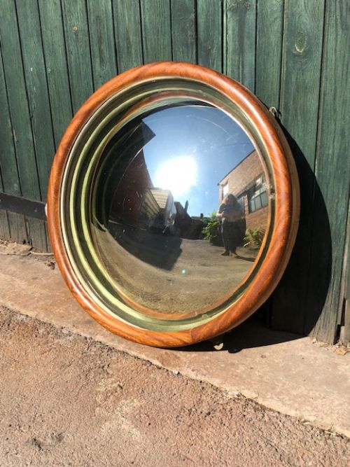 Late 19th Century Mahogany and Pine Convex Mirror