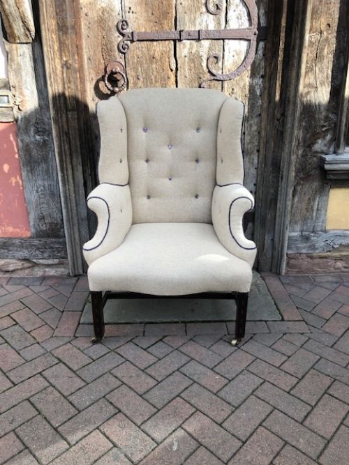 19th Century Georgian-style Mahogany Wing Armchair