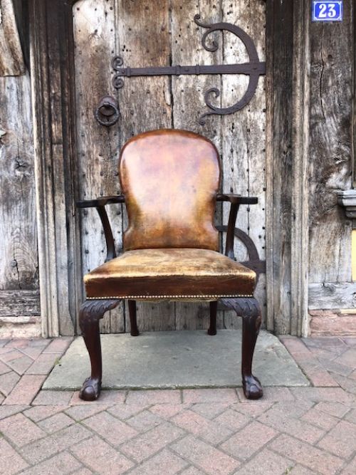 A George III Mahogany Armchair with Ball and Claw Feet