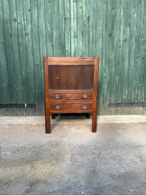 18th Century Mahogany Tambour-fronted Bedside Cabinet