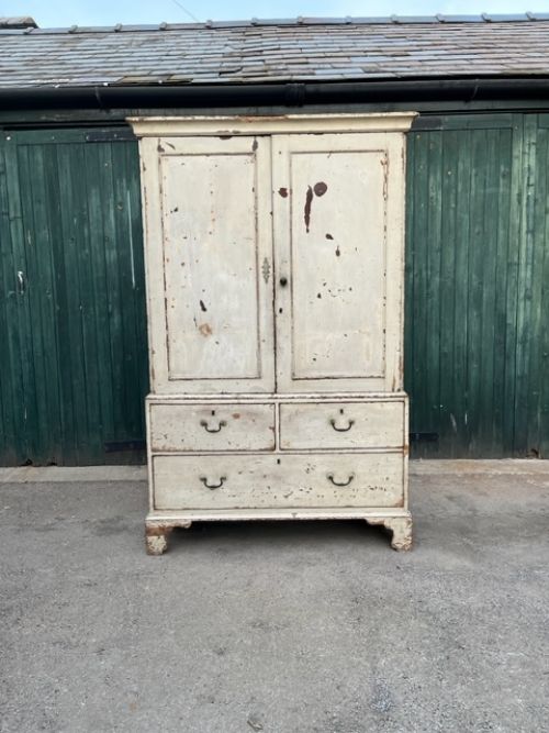 18th Century Painted Pine Press Cupboard