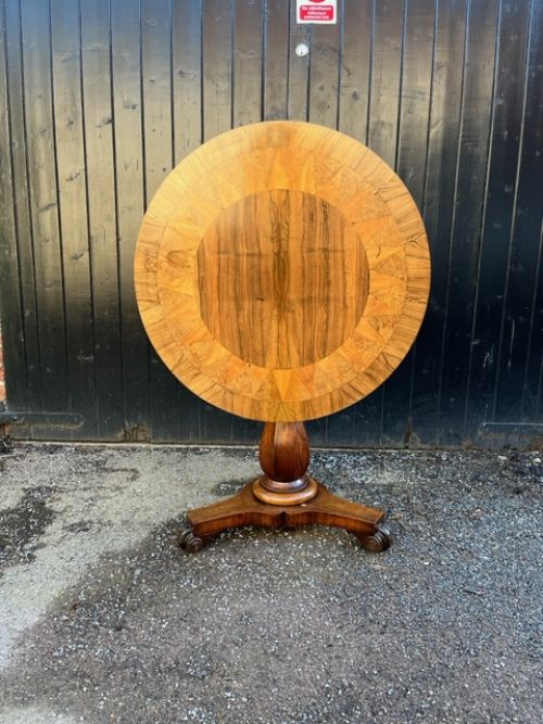 19th Century Rosewood, Burr Walnut and Satinwood Circular Table