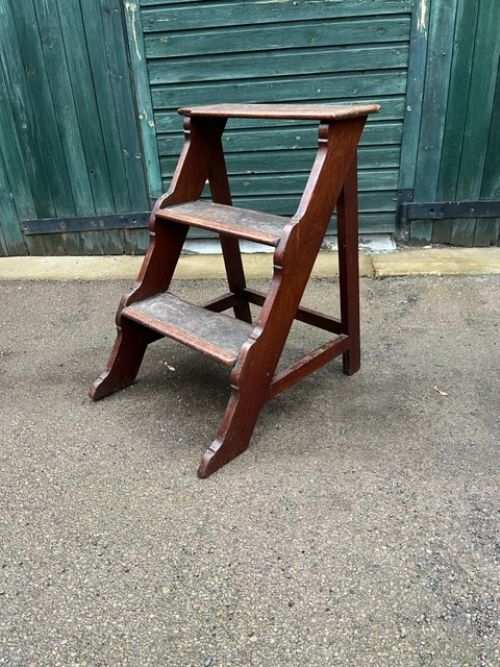 A Set of 19th Century Mahogany 3-Tread Library Steps