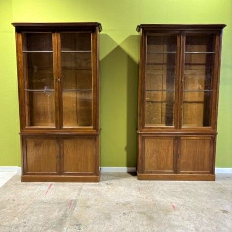 A Pair of 19th Century Mahogany Two Door Bookcases with Bronze Glazing Bars