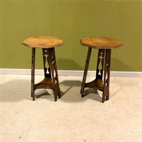 A Pair of Early 20th Century Oak Arts and Crafts Lamp Tables