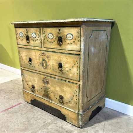 19th Century Small Painted Pine Chest of Drawers