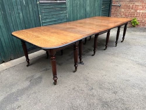 19th Century 12 Seat Regency Period Oak Dining Table