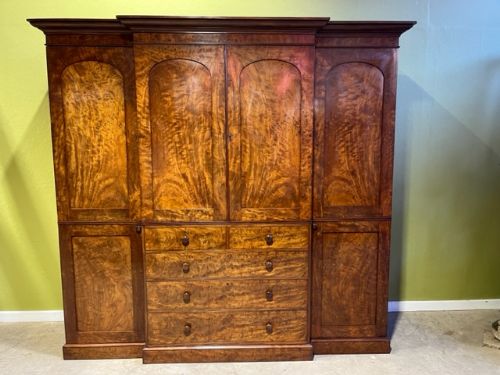 A 19th Century Flamed Mahogany Breakfront Wardrobe