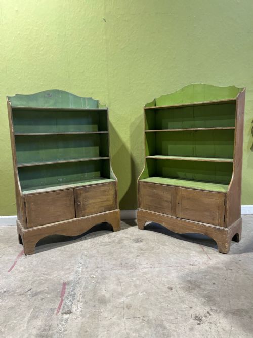 A Pair of Early 19th Century Pine Waterfall Bookcases