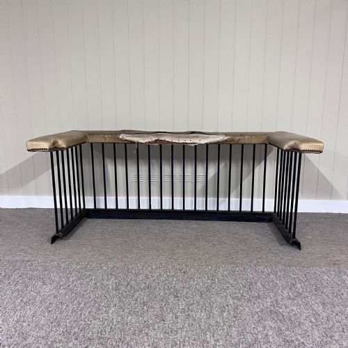 UPHOLSTERED 19TH CENTURY STEEL CLUB FENDER - ADDITIONAL PHOTO 3