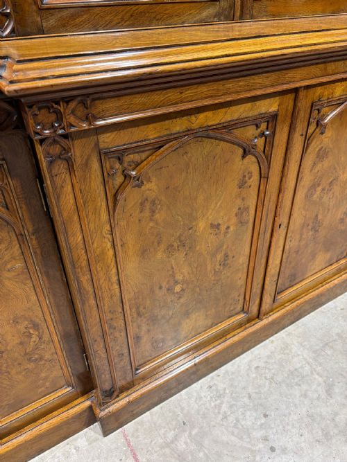 GOTHIC REVIVAL 19TH CENTURY POLLARD OAK BOOKCASE - ADDITIONAL PHOTO 1