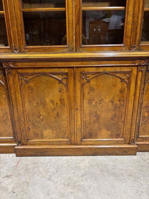 GOTHIC REVIVAL 19TH CENTURY POLLARD OAK BOOKCASE - ADDITIONAL PHOTO 3