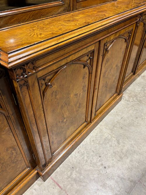GOTHIC REVIVAL 19TH CENTURY POLLARD OAK BOOKCASE - ADDITIONAL PHOTO 4