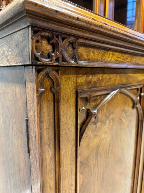 GOTHIC REVIVAL 19TH CENTURY POLLARD OAK BOOKCASE - ADDITIONAL PHOTO 6
