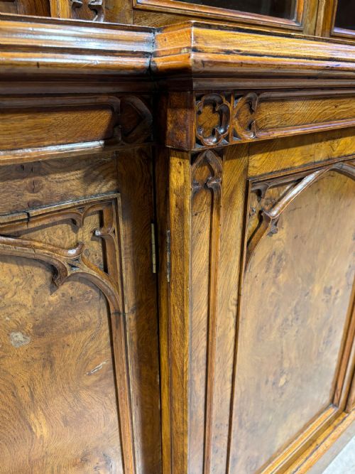 GOTHIC REVIVAL 19TH CENTURY POLLARD OAK BOOKCASE - ADDITIONAL PHOTO 7