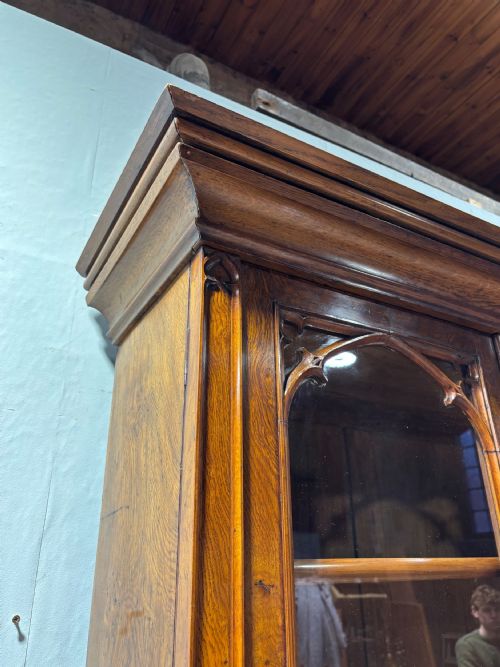 GOTHIC REVIVAL 19TH CENTURY POLLARD OAK BOOKCASE - ADDITIONAL PHOTO 8