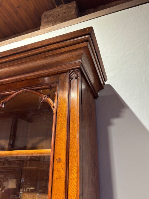 GOTHIC REVIVAL 19TH CENTURY POLLARD OAK BOOKCASE - ADDITIONAL PHOTO 9